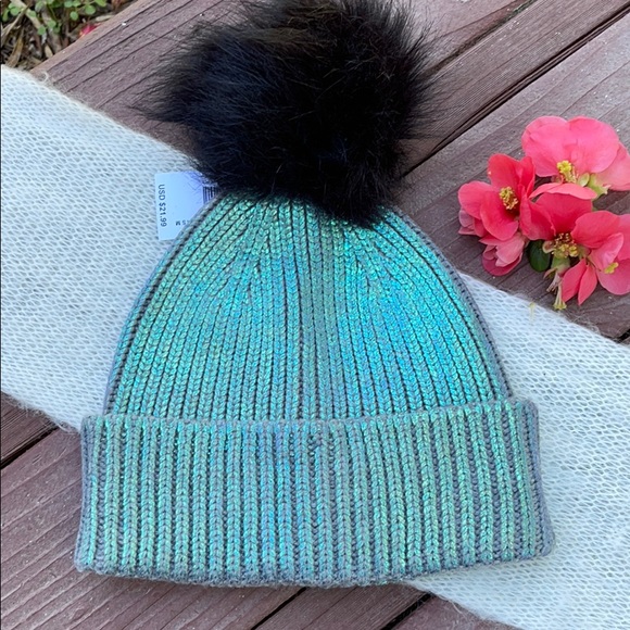 Spencer's Accessories - 🌺 SPENCER’S Turquoise/Black Foil Pom Pom FUN Hat!